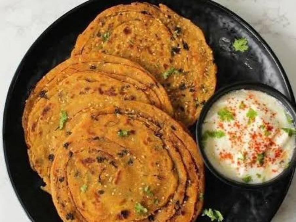 Two Masala Lachha Paratha with Green Chutney