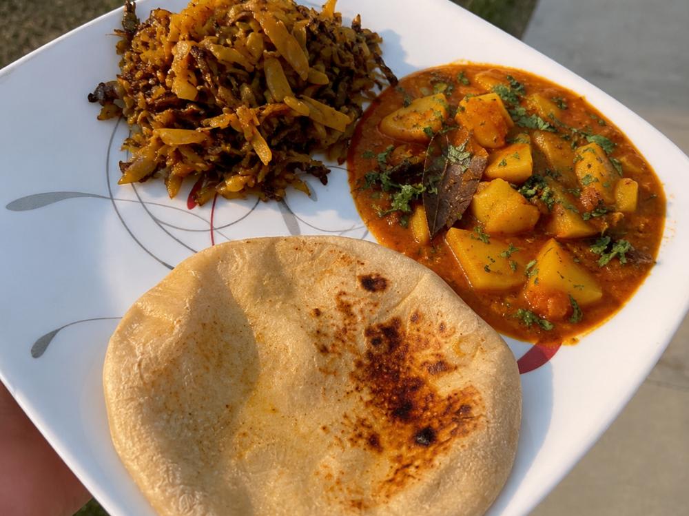 Aalu ke Sabzi, Karela Sabzi with Roti