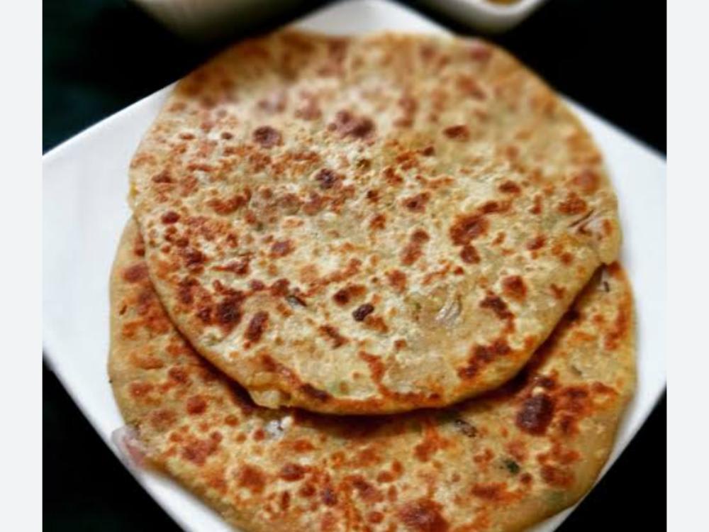 Two Aloo Pyaaz Paratha with Sauce Achar