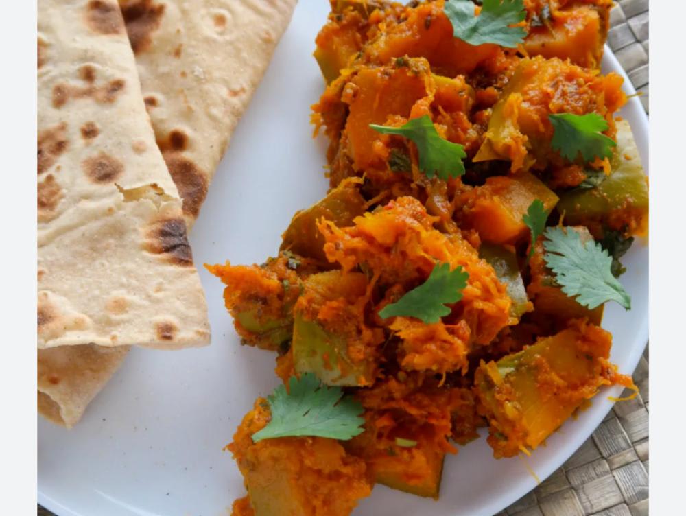 Kaddu ke sabji with roti