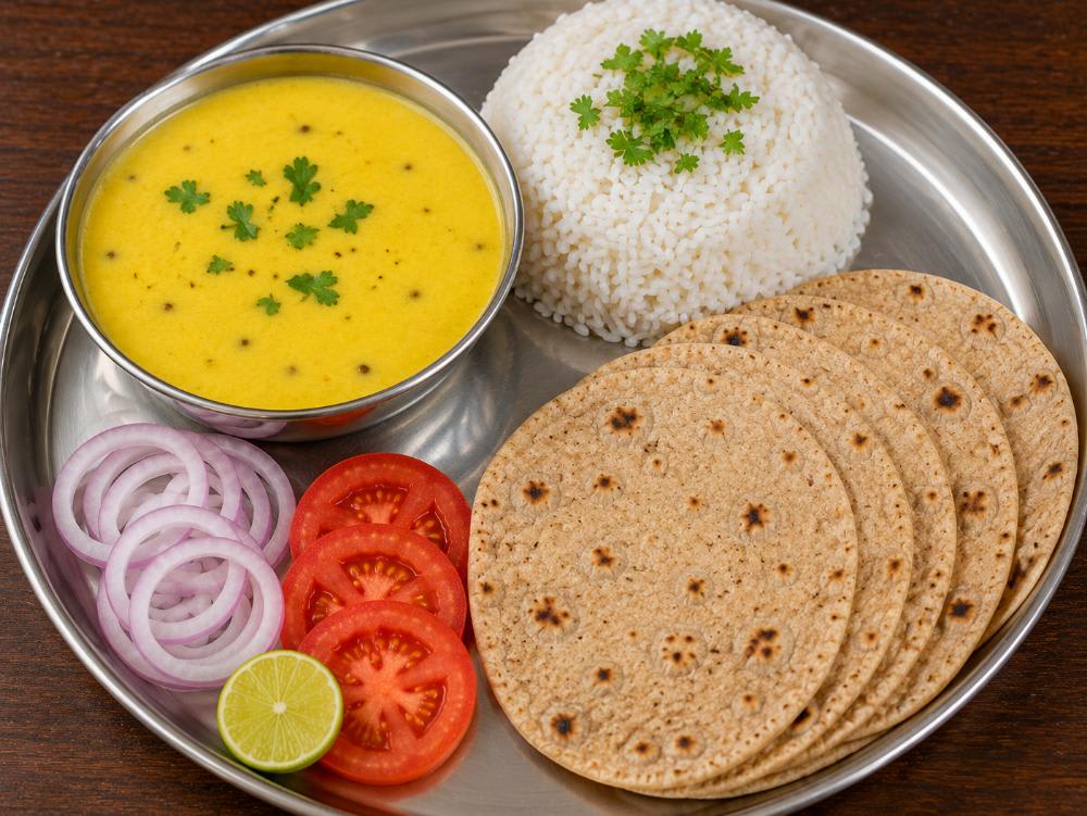 Kadhi chawal 4 roti salad