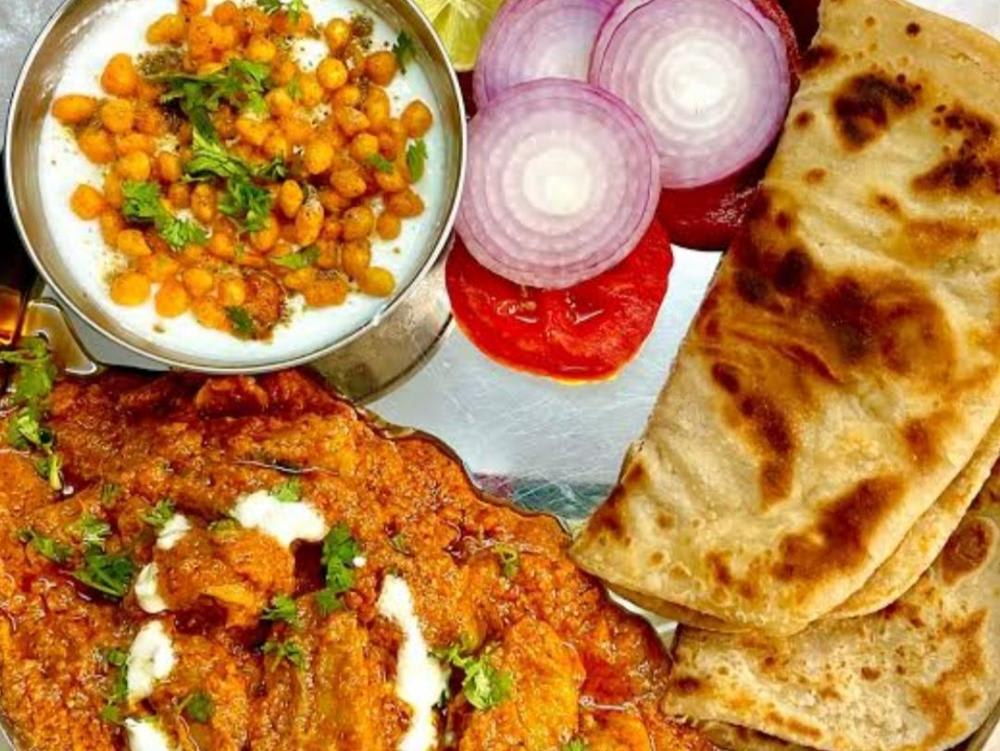 Chap char roti salad Bundi ka rayta — home-cooked meal by RADHA KISORI KI RASOI on Nomio