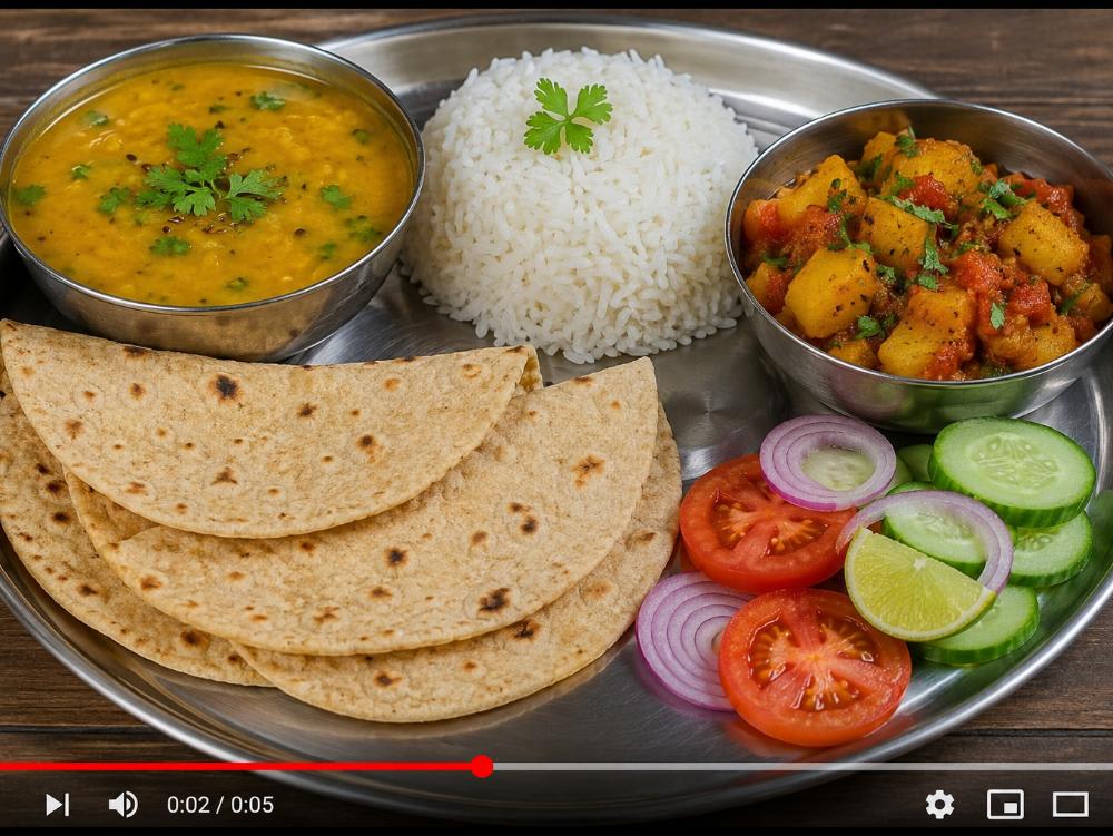 Mix daal Chawal dum aloo ki sabji 4 roti salad 🥗