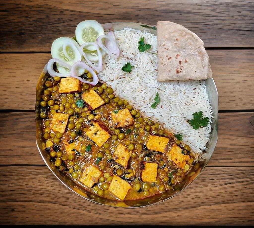 matar paneer roti rice