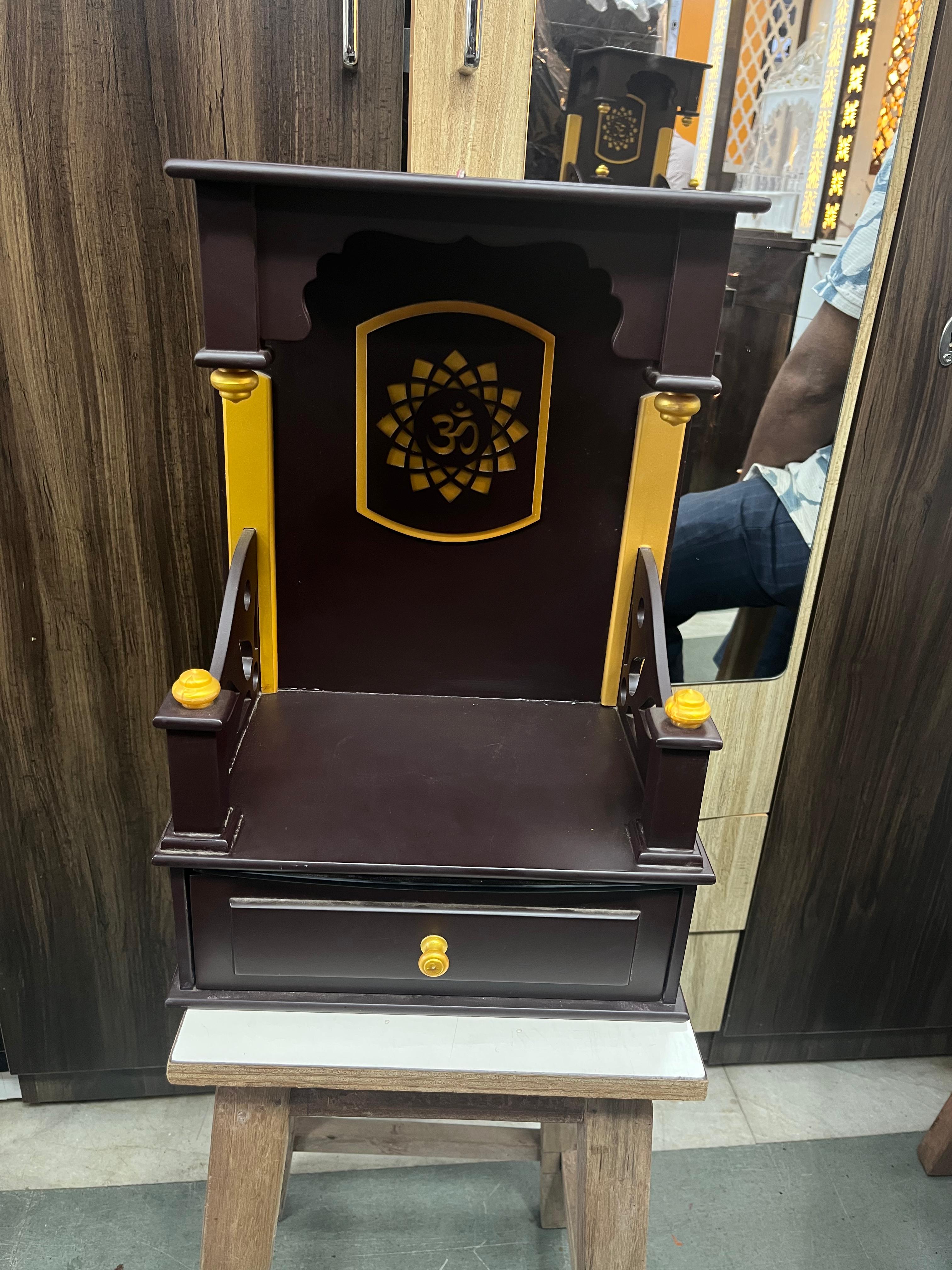 Handcrafted Wooden Pooja Mandir for Home | Compact Temple with Drawer | Traditional Indian Altar for Puja Room & Home Decor - Image 3
