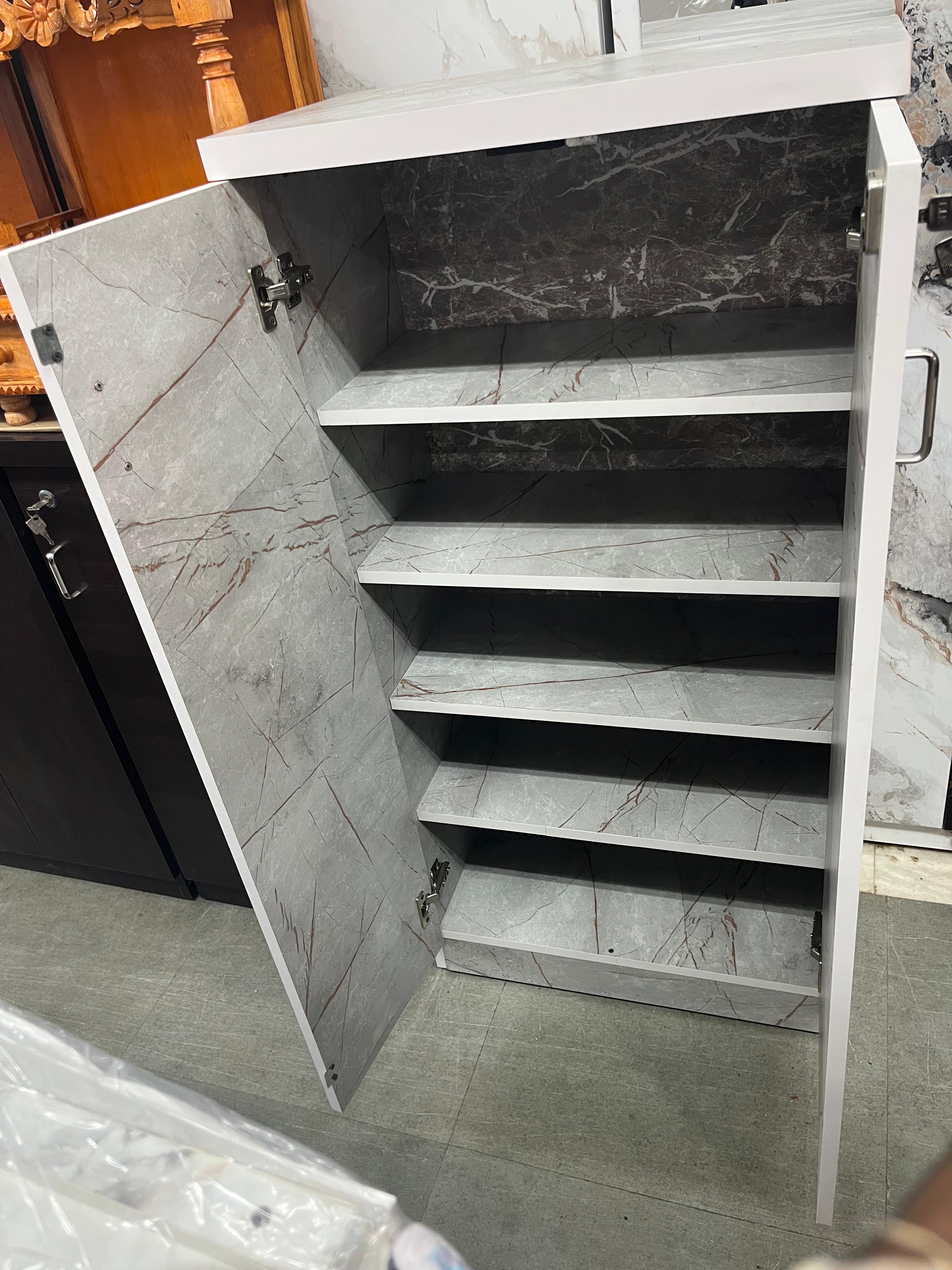 Modern Marble Finish Storage Cabinet | Secure 2-Door Cupboard with Lock for Home & Office - Image 3
