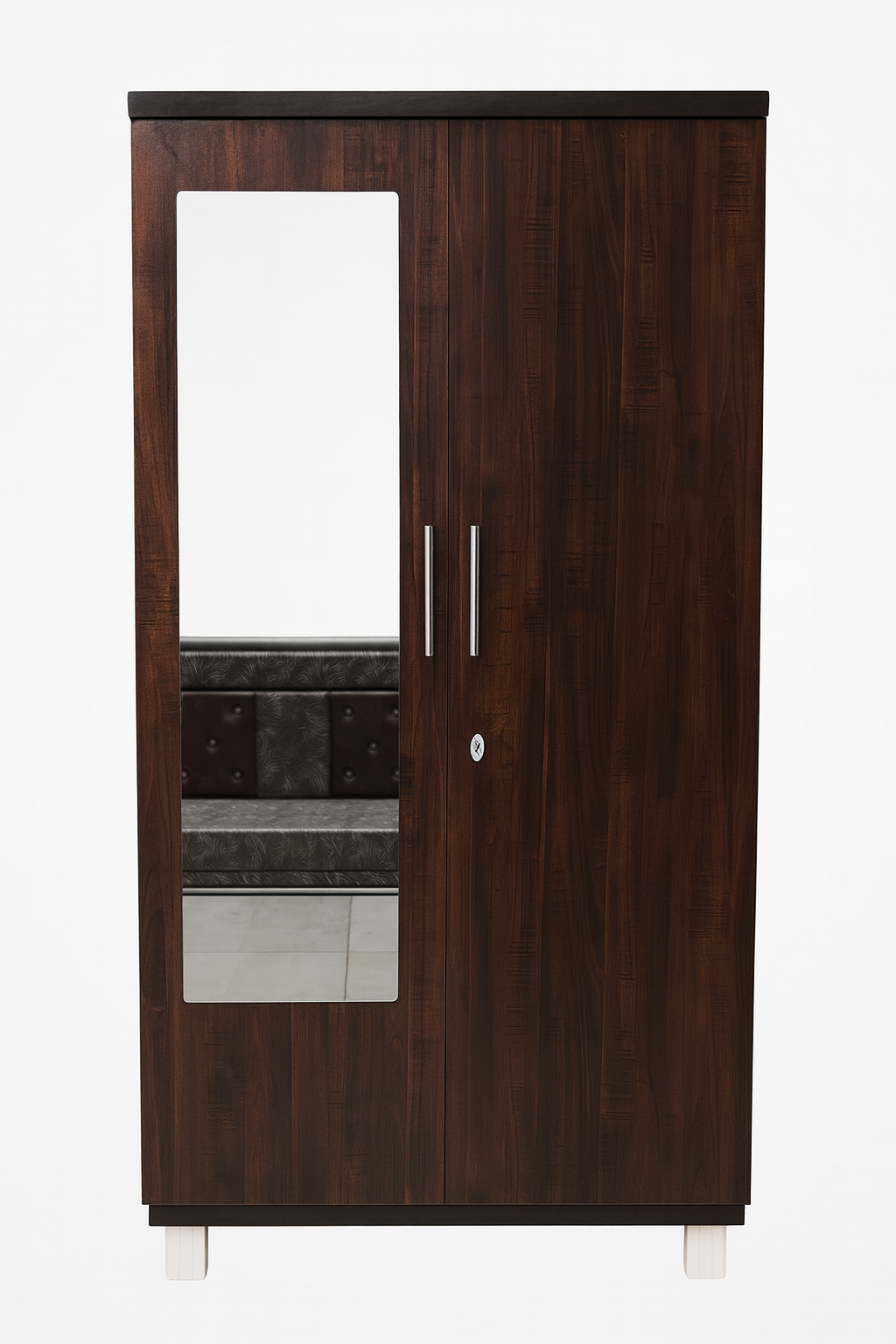 Premium Wooden 2-Door Wardrobe with Full-Length Mirror(length 3 feet , height 75inch)