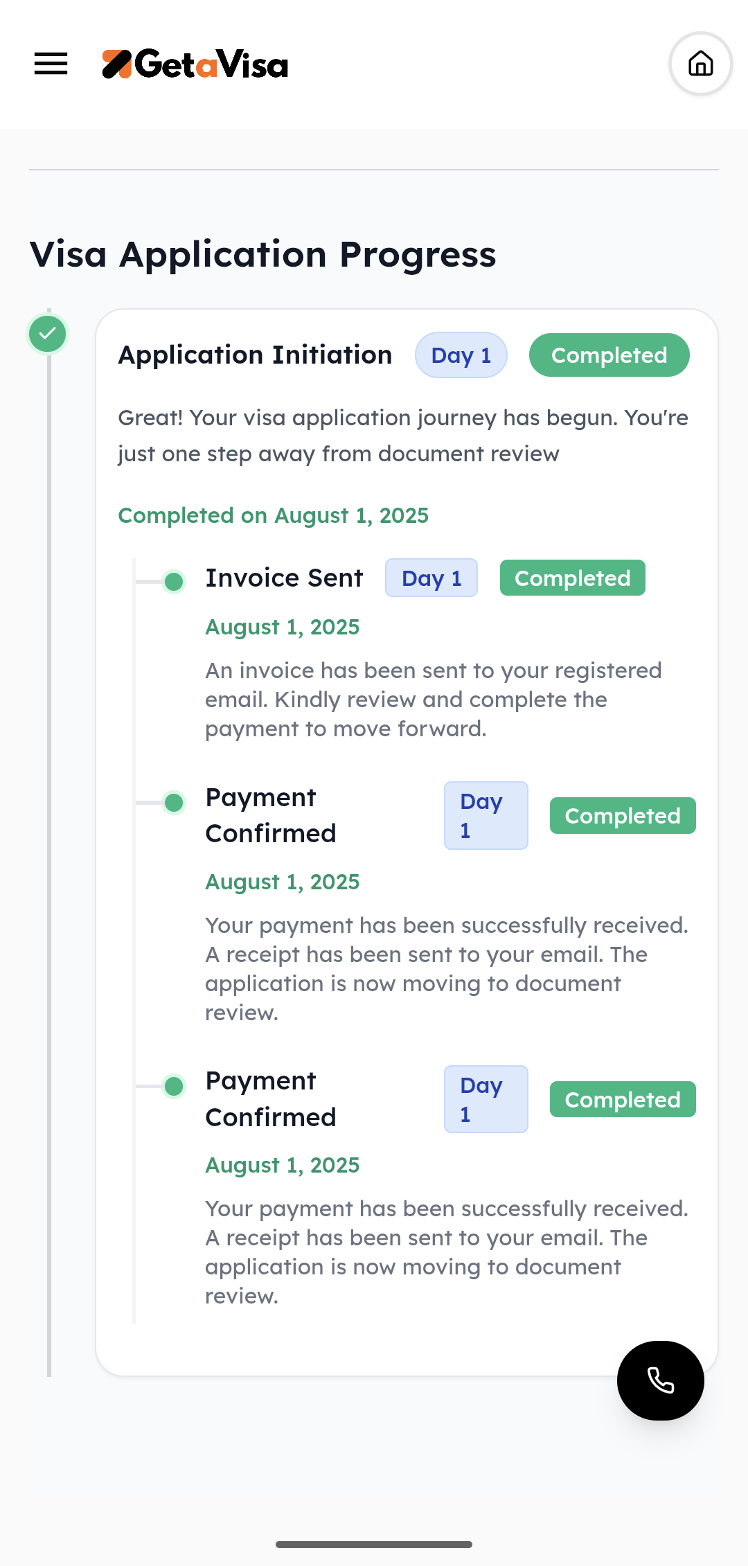 Track your application status instantly and receive updates real time