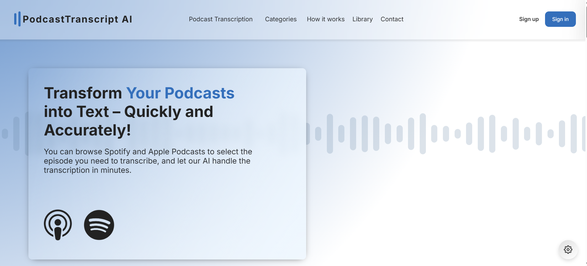 Podcast Transcript AI Homepage
