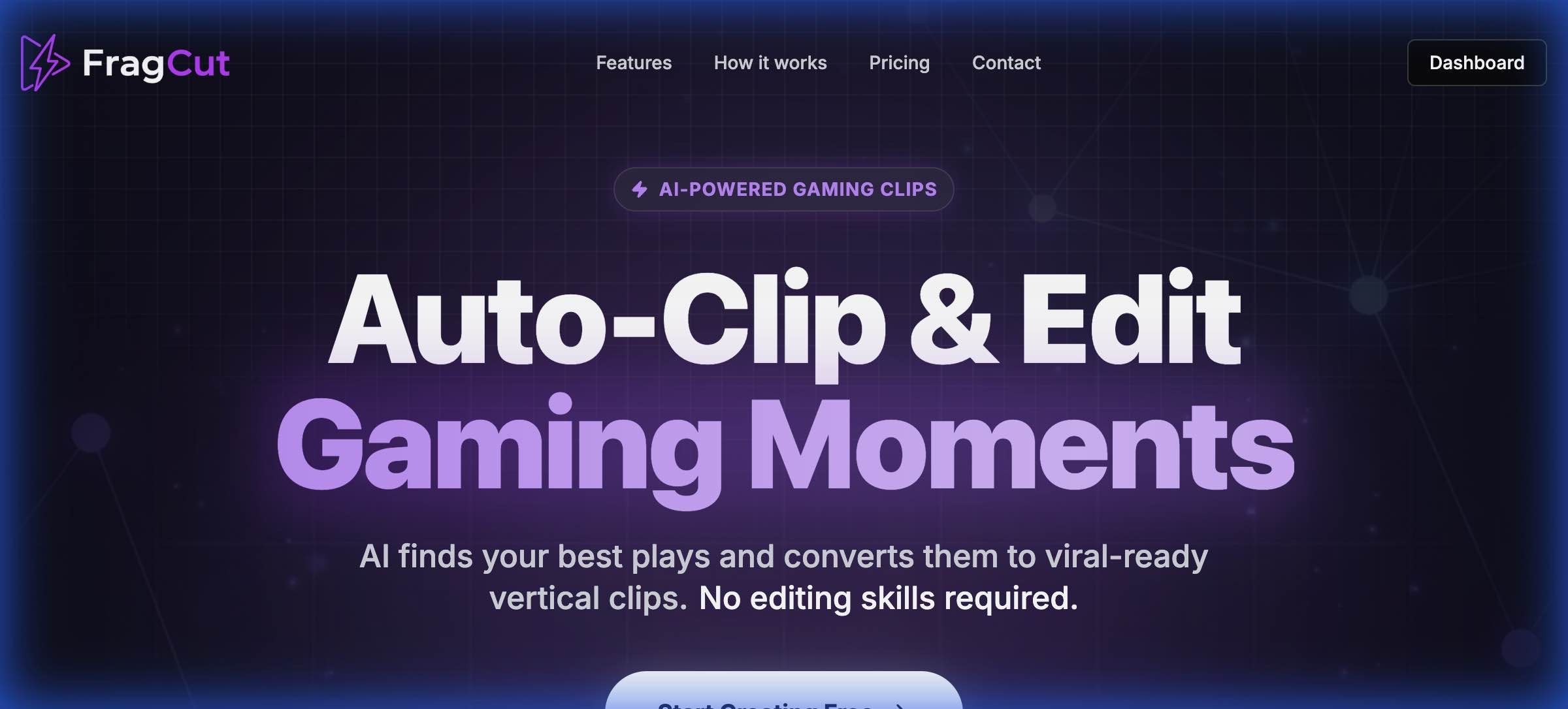 FragCut AI gaming clip maker for Twitch VOD highlights and vertical gameplay videos
