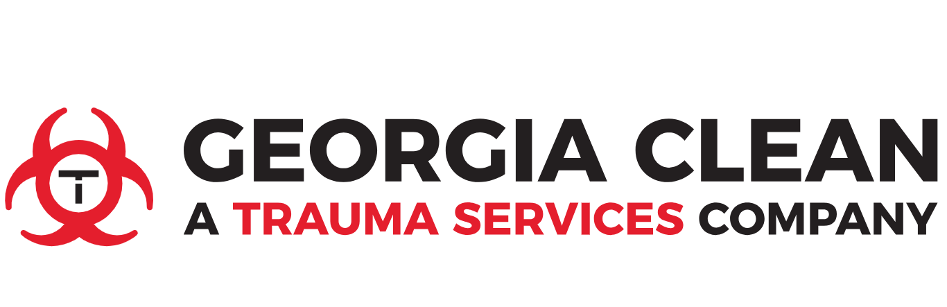 Certified trauma and biohazard cleanup technicians performing decontamination services inside a residential property in Georgia