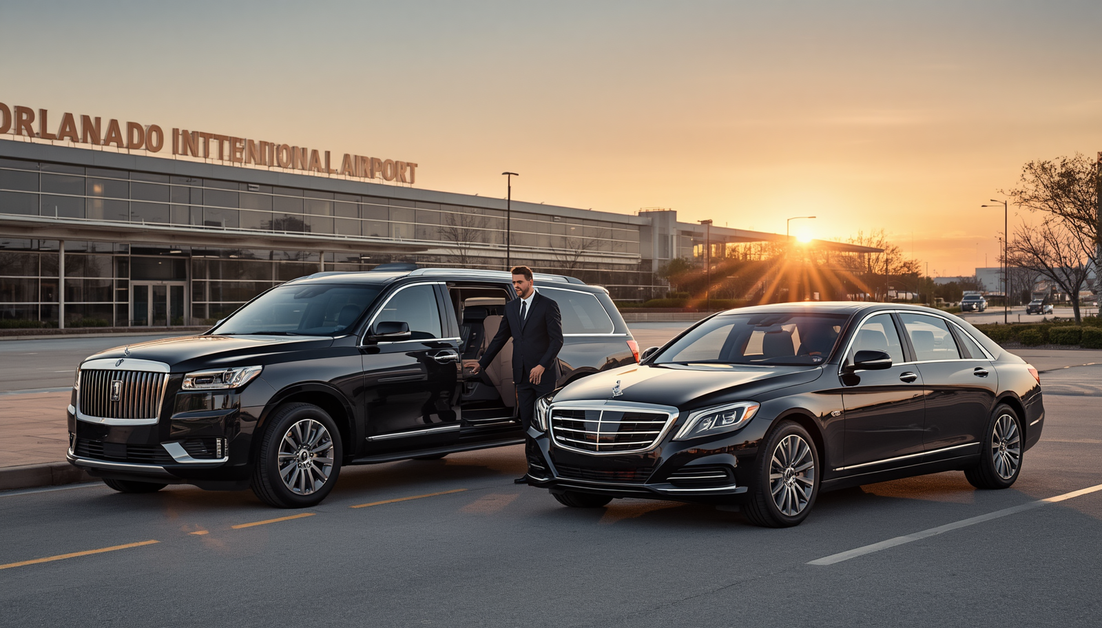 Luxury Orlando airport transportation service with professional chauffeur and premium SUV.