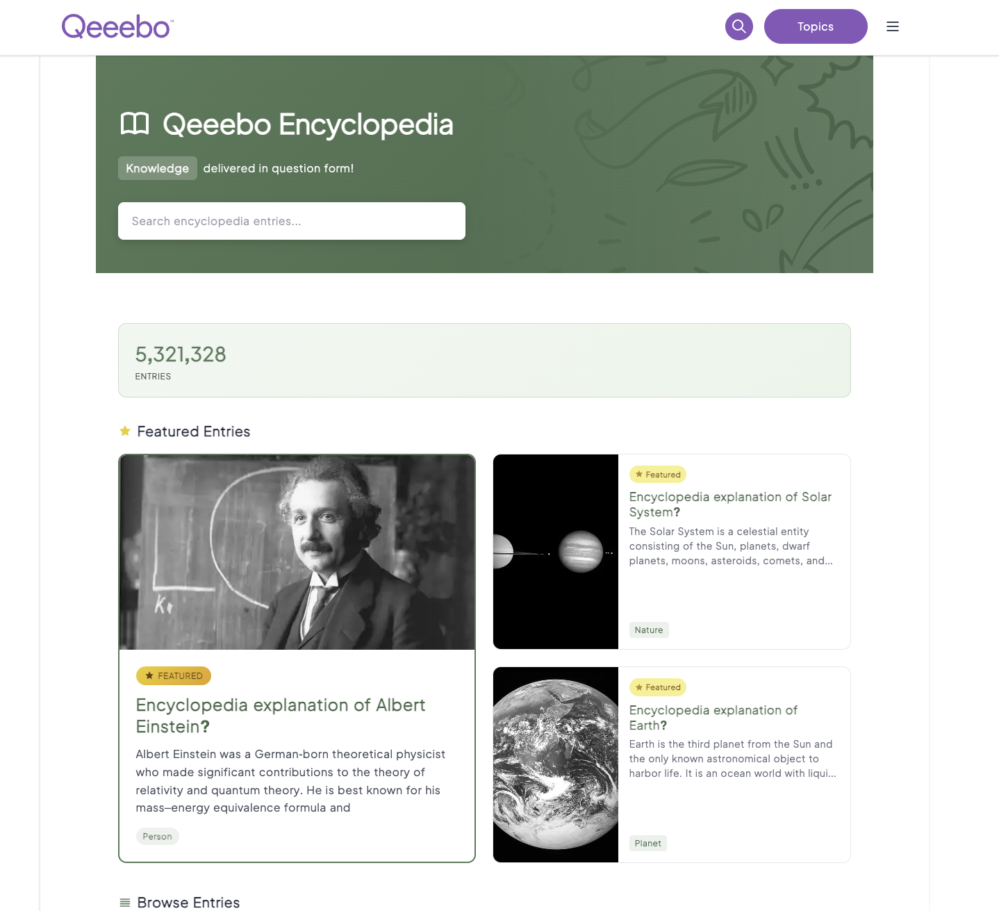 Qeeebo Encyclopedia Passes 5.3 Million Entries