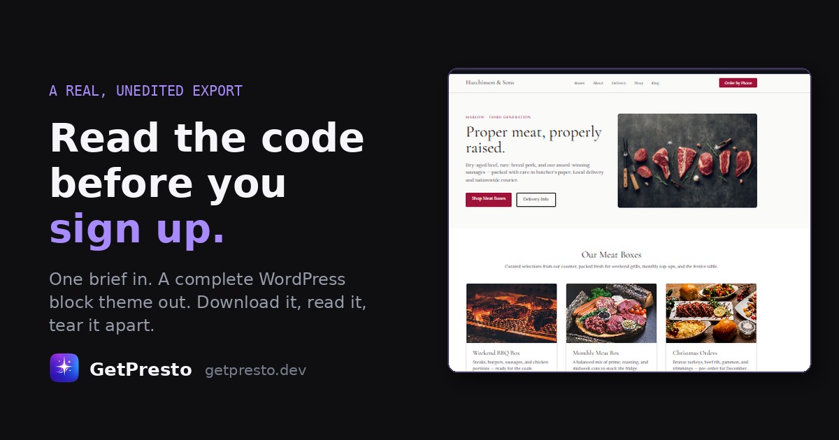 GetPresto, an AI-powered WordPress website generator