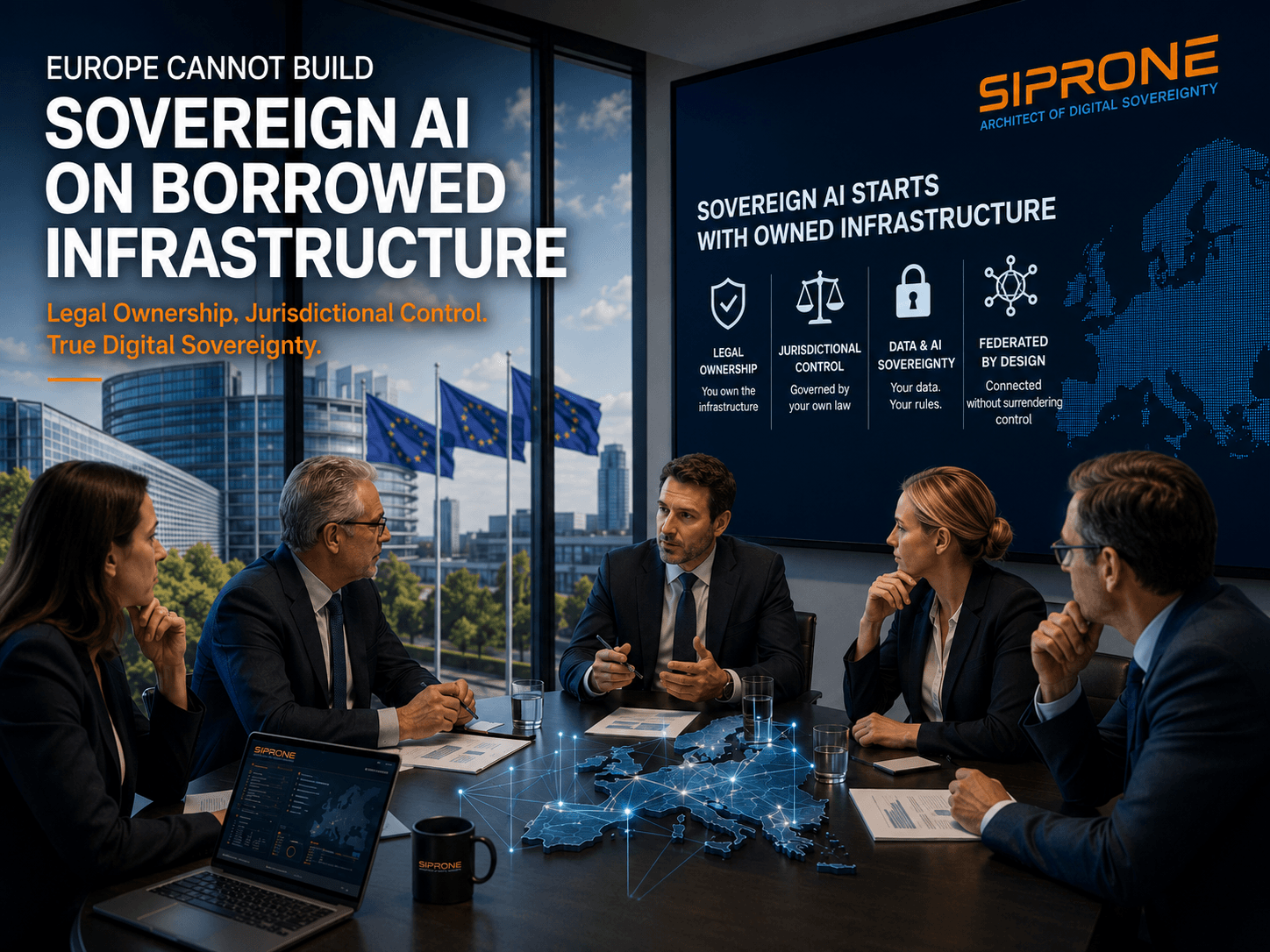 European executive board discussing sovereign AI and legal ownership of digital infrastructure