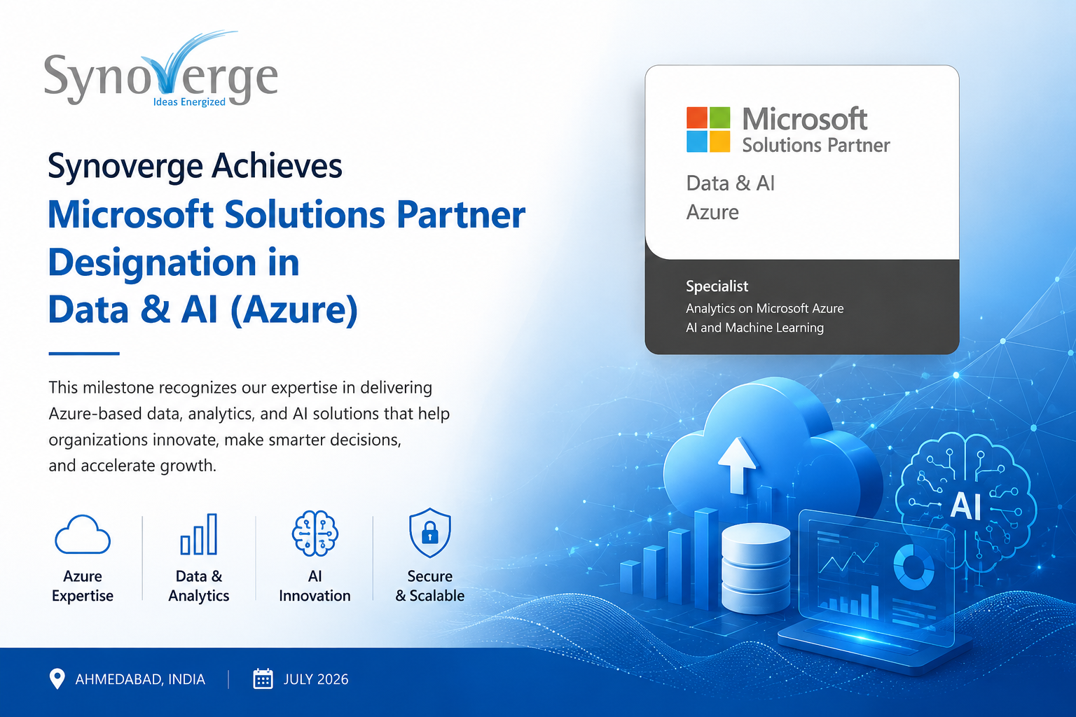Synoverge earns Microsoft Solutions Partner Designation in Data & AI