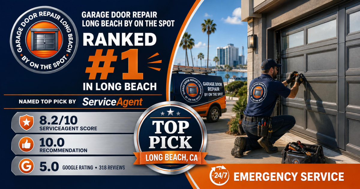 Garage Door Repair Long Beach By On The Spot ranked #1 Top Pick by ServiceAgent for garage door repair in Long Beach CA