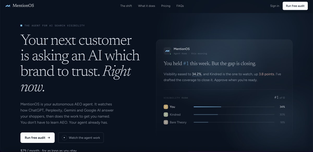MentionOS AI Launches an Autonomous AEO Agent That Analyzes What ChatGPT, Gemini, and Other LLMs Say About Brands, Then Helps Get Them Mentioned