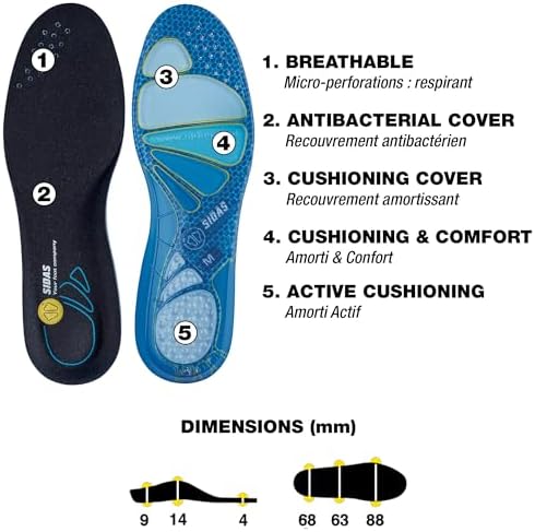 Vue 4 de Semelles Cushioning Gel Semelles