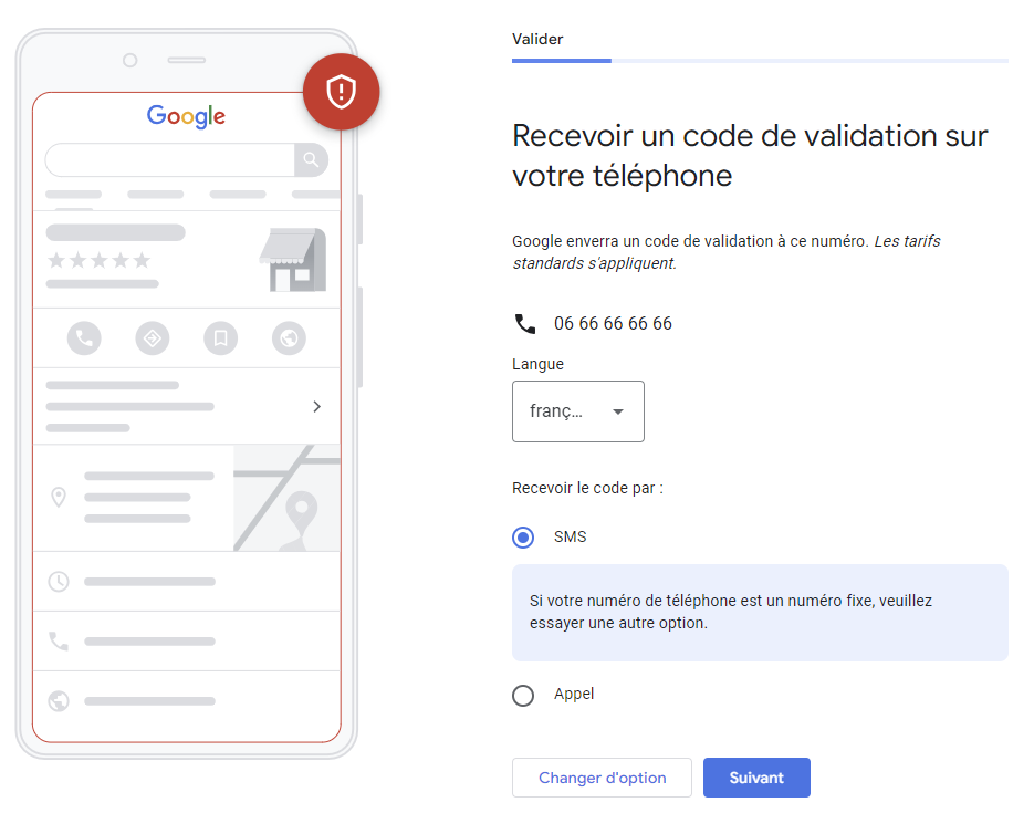 Validation par téléphone Google Business Profile