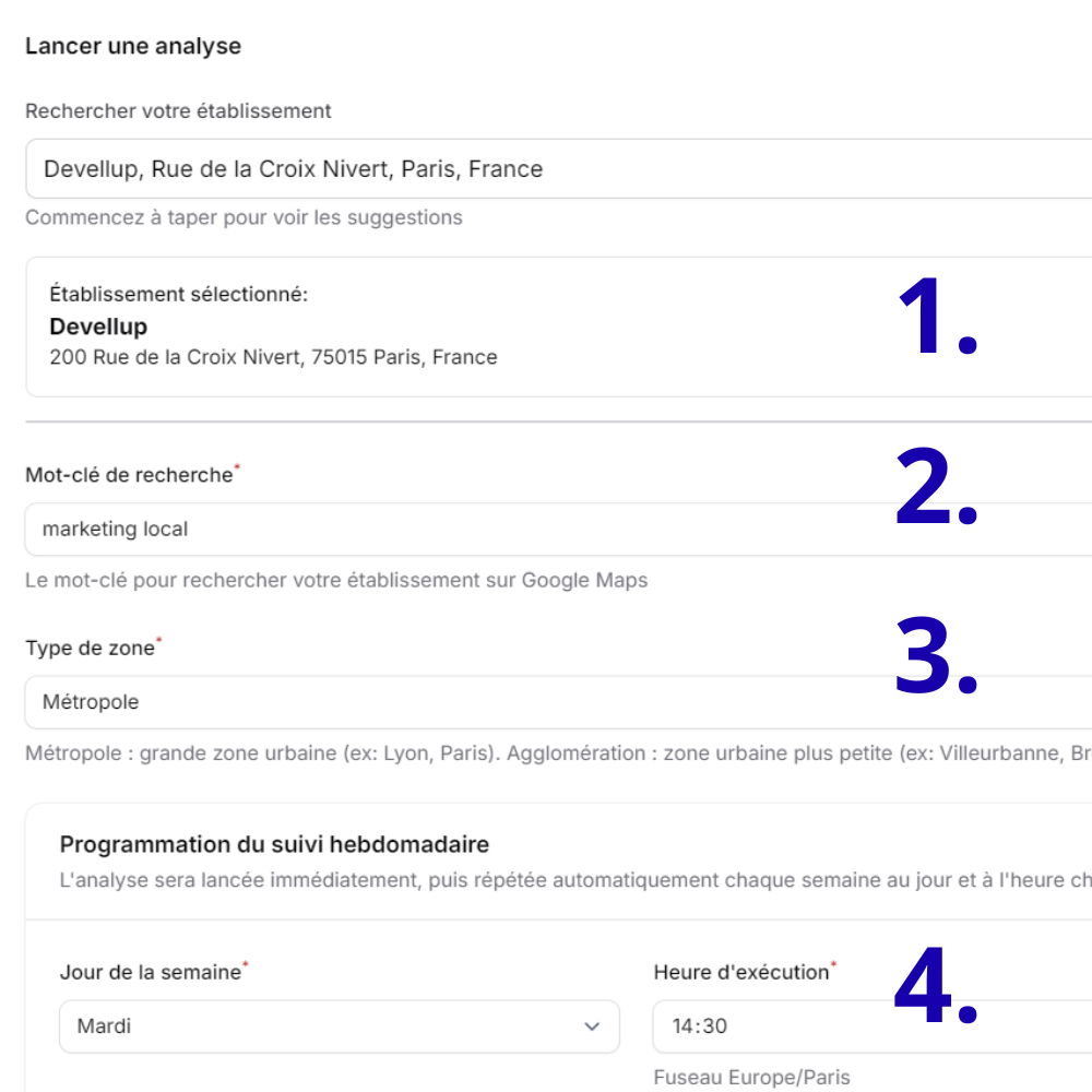 Configuration du suivi de position Google Maps sur Devellup