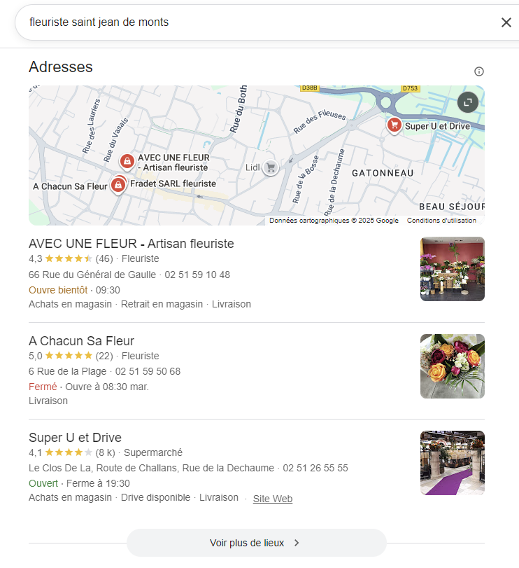 Le Local Pack Google Maps affiche uniquement 3 résultats sur la carte