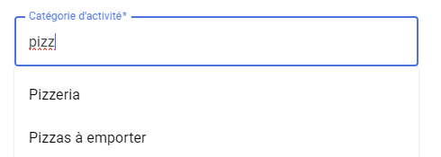 Exemple de mauvaise catégorie Google Business Profile - Restaurant au lieu de Pizzeria