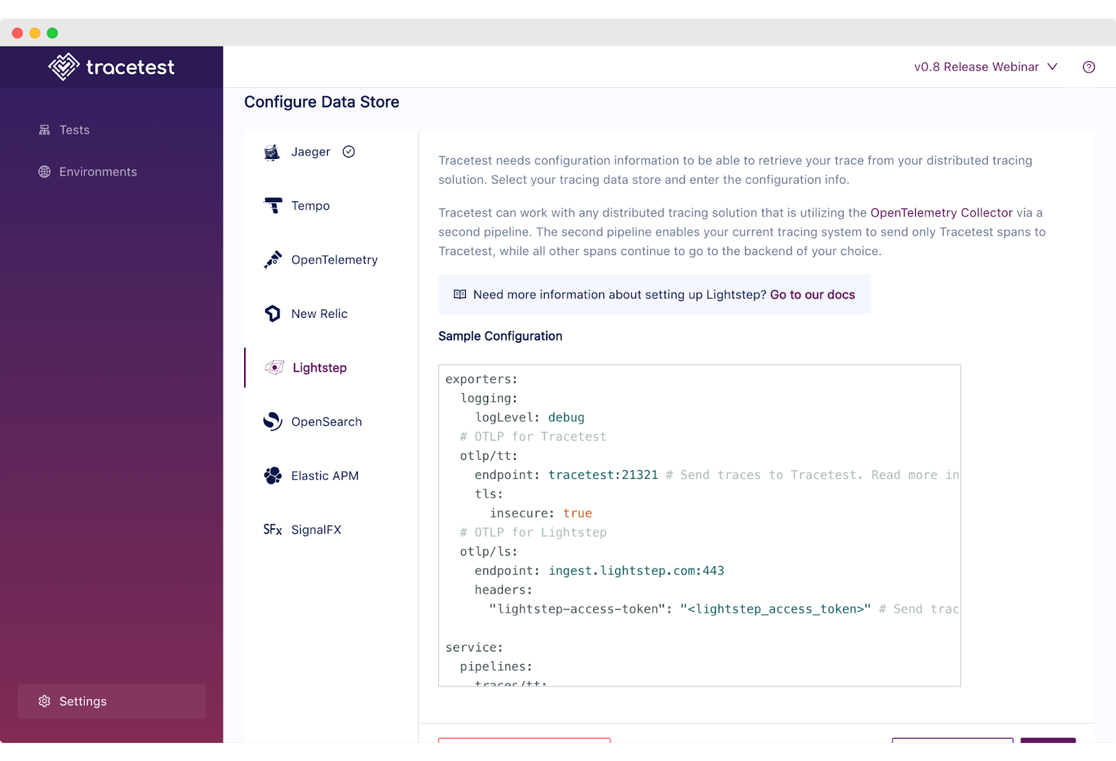 Announcing the Tracetest integration with Lightstep