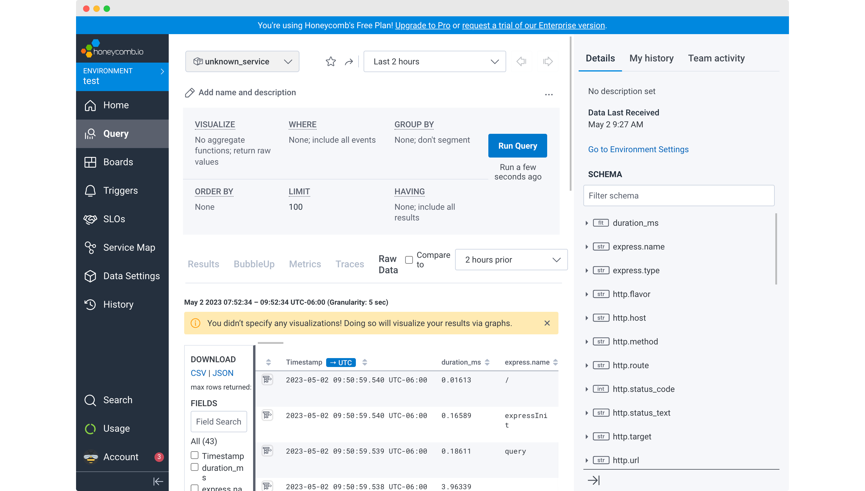 Honeycomb trace overview