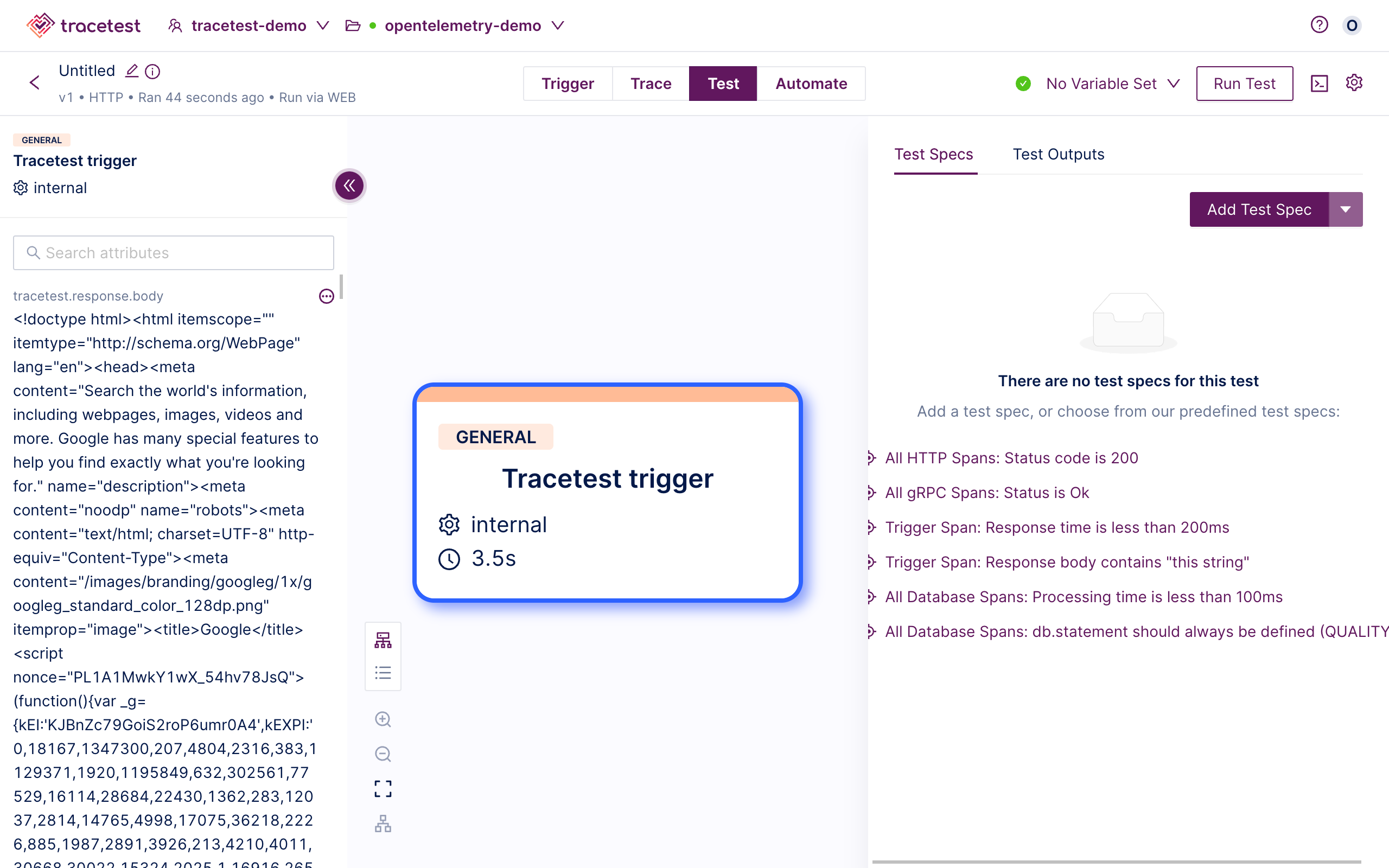 Tracetest Trigger Span