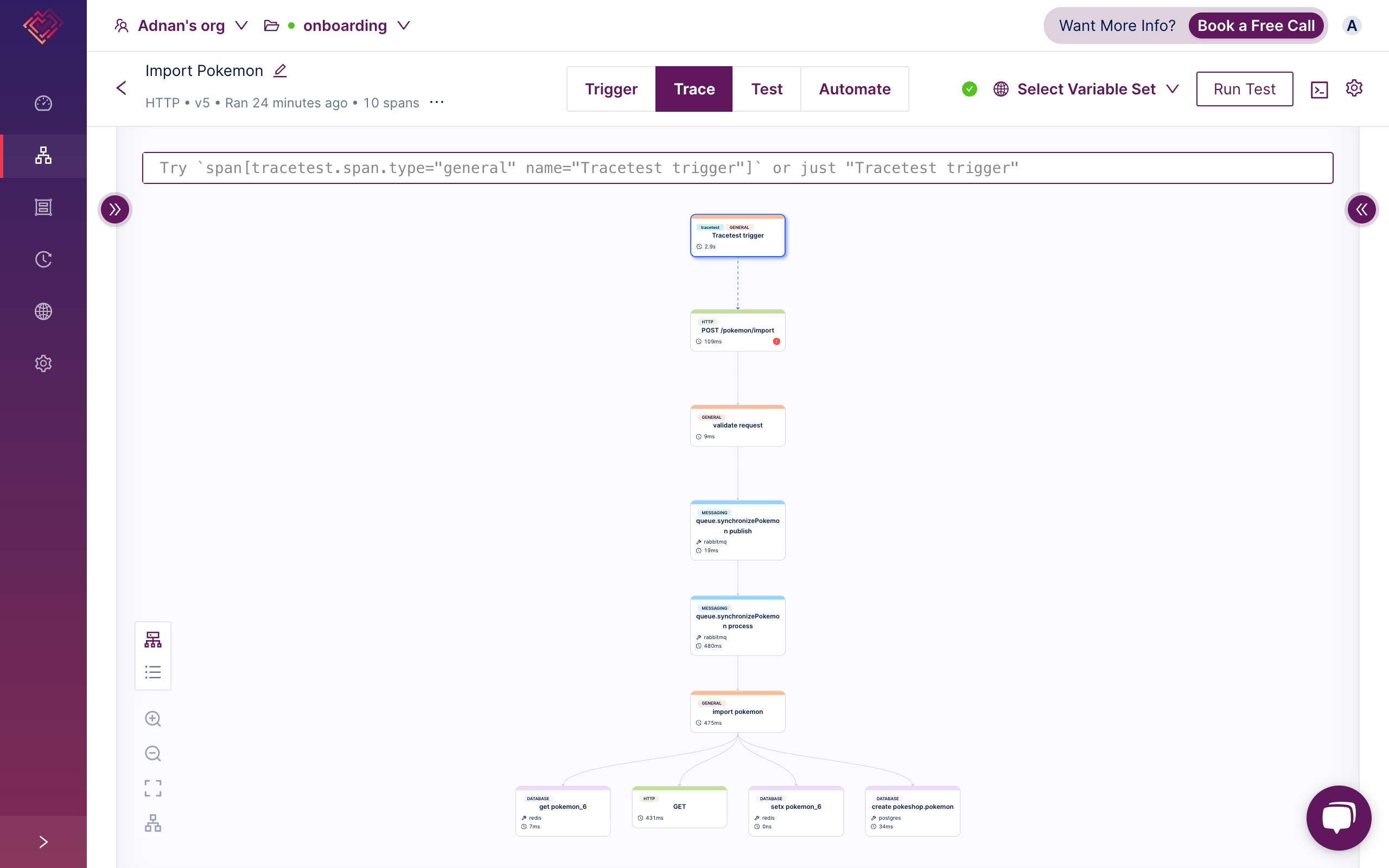 create trace based test 6