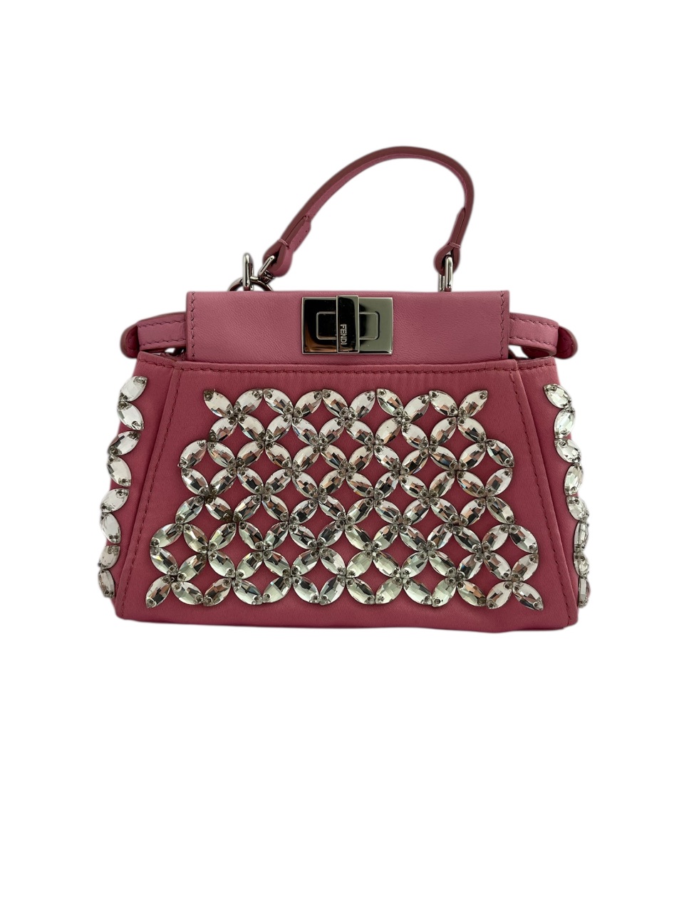 Fendi Mini Peekaboo Pink Leather Shoulder Bag