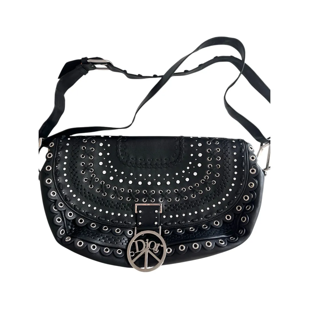 vintage dior love peace limited edition leather shoulder bag