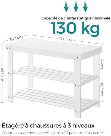 Vue 7 de Songmics Banc Detagere