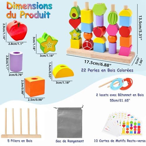 Vue 2 de Echehi Jouets Denfilage Montessori