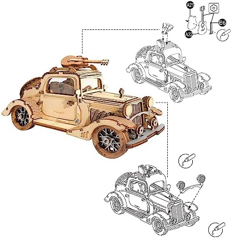 Vue 2 de Robotime Voiture Bulle Vintage