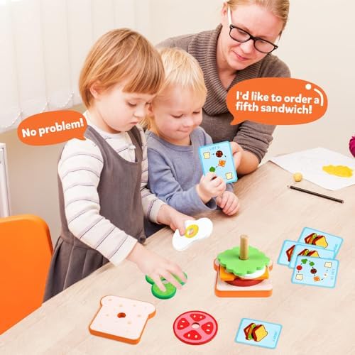 Vue 5 de Bois Empilable Hamburger Sandwichjouet