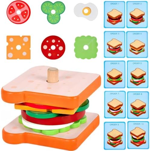 Vue 6 de Bois Empilable Hamburger Sandwichjouet