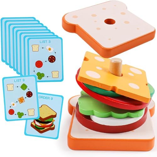 Vue 7 de Bois Empilable Hamburger Sandwichjouet