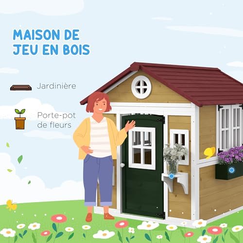 Vue 3 de Outsunny Cabane Enfant Exterieur