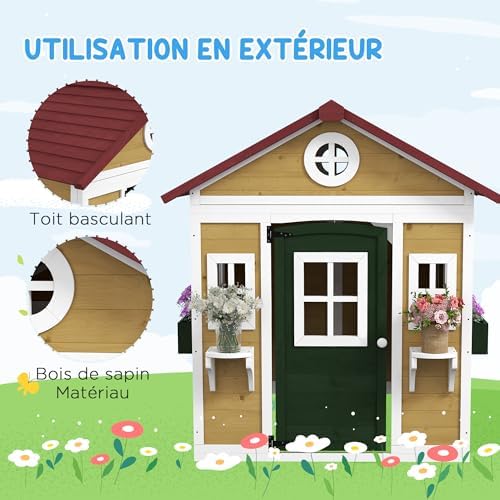 Vue 4 de Outsunny Cabane Enfant Exterieur