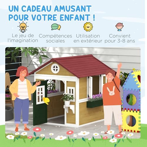 Vue 5 de Outsunny Cabane Enfant Exterieur