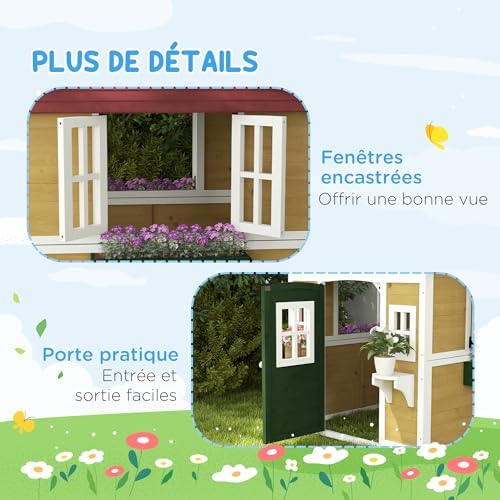 Vue 6 de Outsunny Cabane Enfant Exterieur
