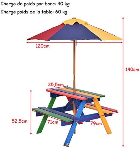 Vue 2 de Costway Table De Piquenique