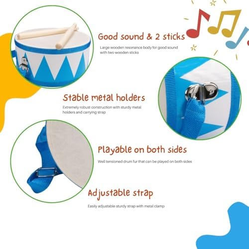 Vue 2 de Tambour Pour Enfants Bleu