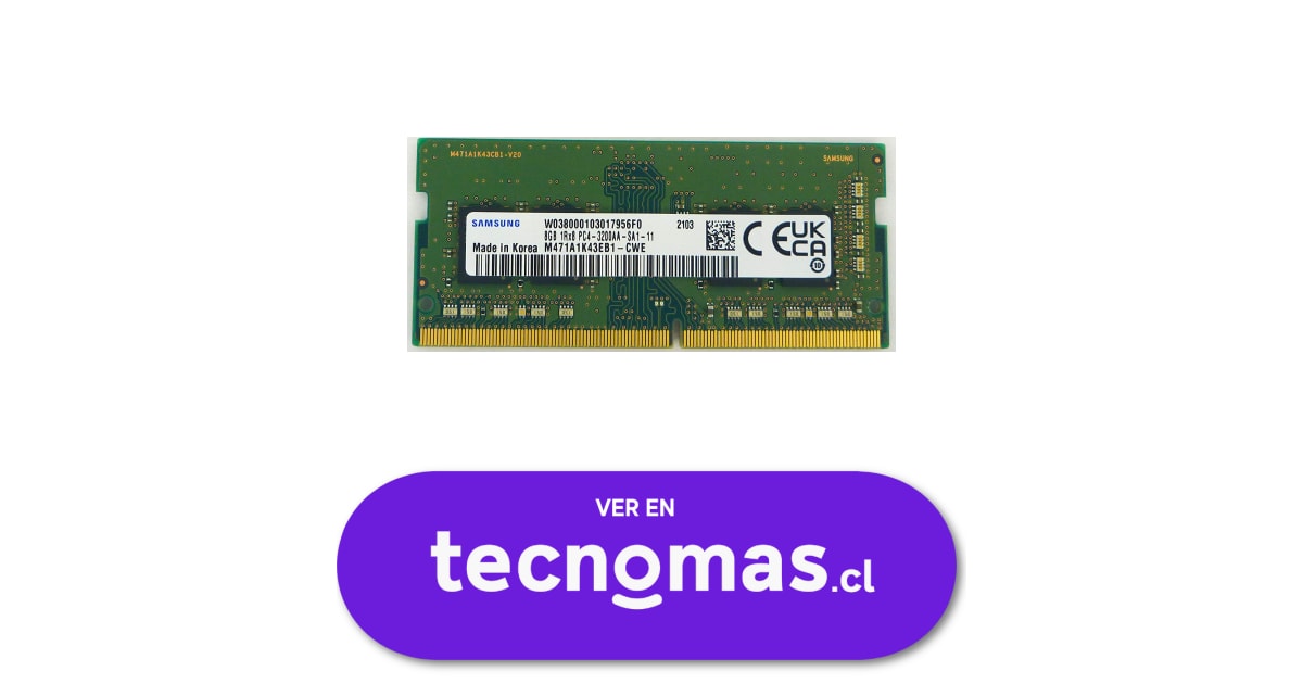 tecnomas.cl | [M471A1K43EB1-CWE] Memoria RAM 8GB DDR4 3200MHz SO-DIMM