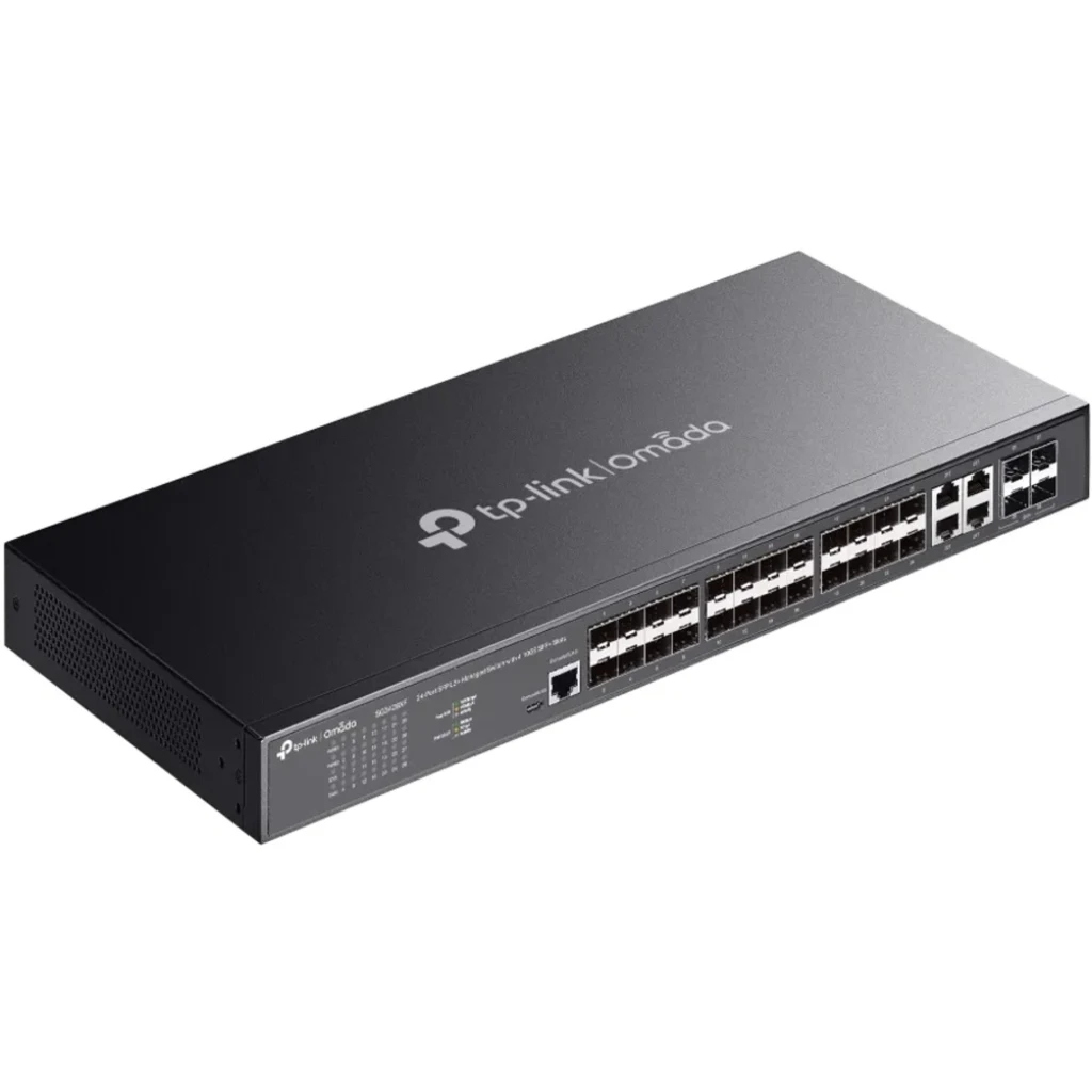 Imagen 3 de SG3428XF. Switch Omada con 24 puertos SFP 4 puertos SFP+ capacidad de switching de 128Gbps