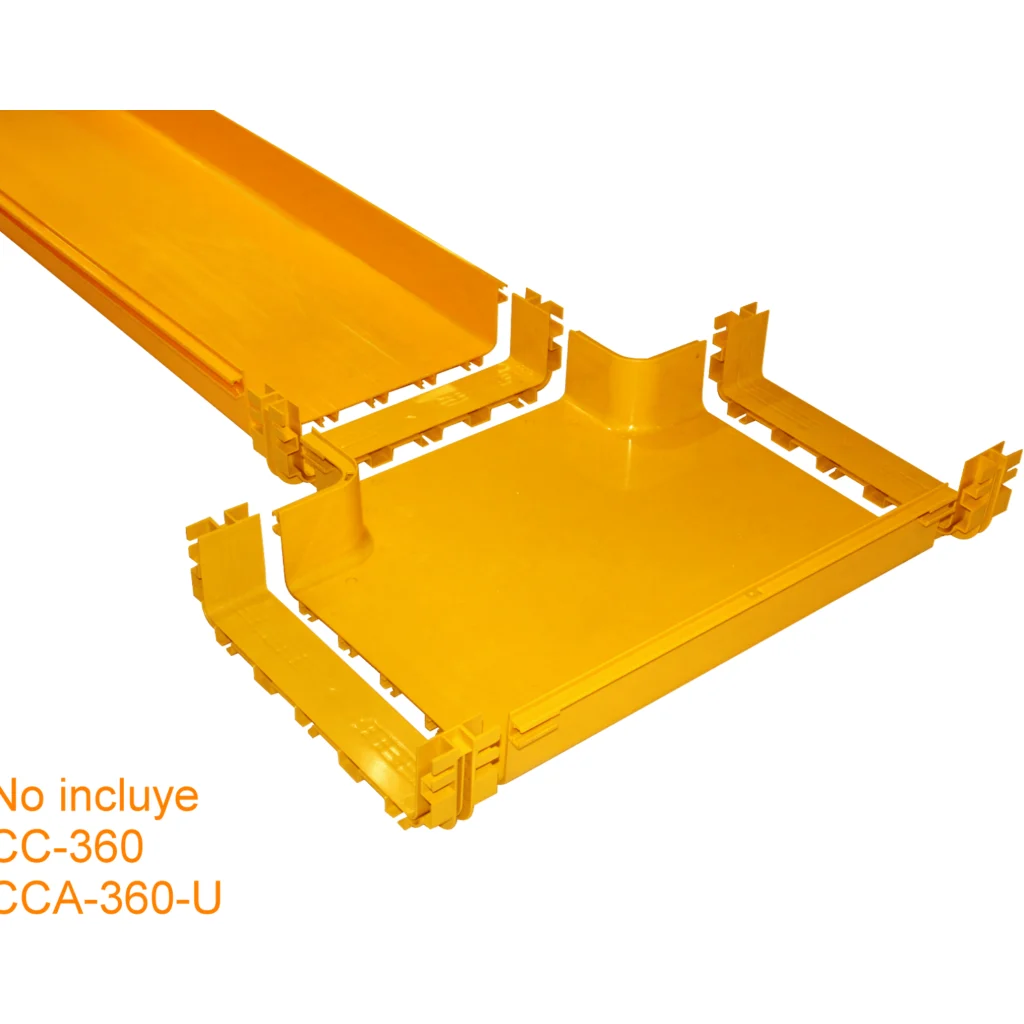 Imagen 3 de 360x100mm Derivacion Horizontal Tee Amarilla PC+ABS LSZH Macho