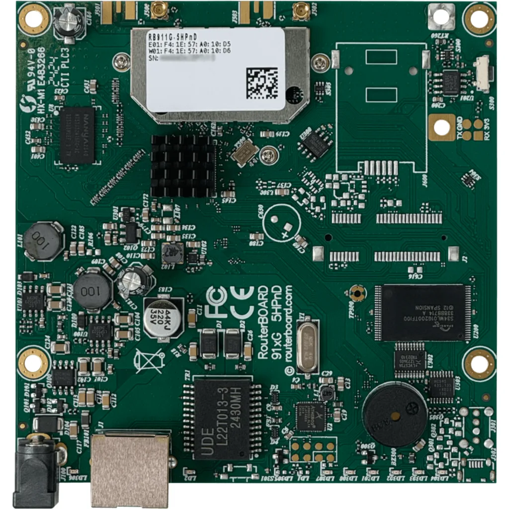 Imagen 1 de RouterBOARD 911G 5GHz high power con Gigabit y RouterOS. Placa compacta para CPE, enlaces punto a punto y soluciones inalámbricas outdoor.