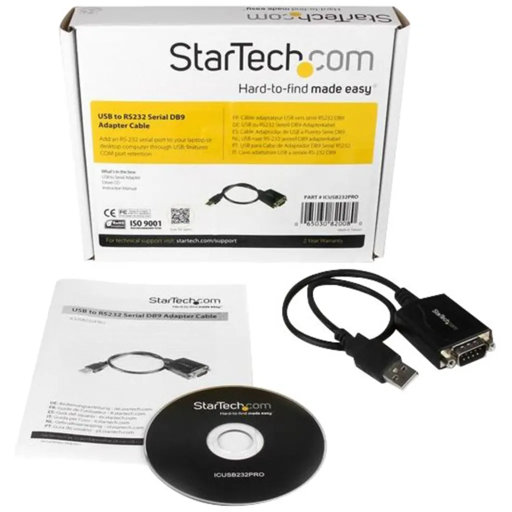 Adaptador USB 2.0 Tipo-A a Serial DB9 RS232 M/M 1ft 0.3mt Negro - StarTech